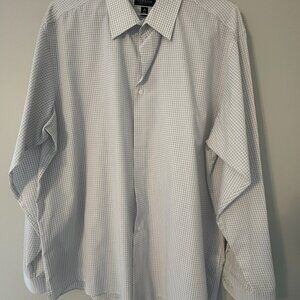 Club Room Regular Fit Dress Shirt – Gray Check – Size 18 36/37